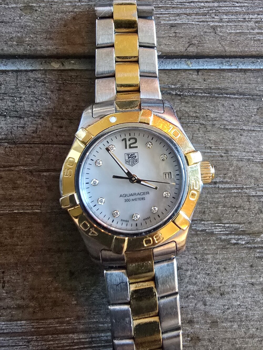 Tag Heuer Womens Two-Tone Gold & Silver Mother-of-Pearl Dial Watch Good Cond.
